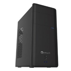 Gabinete Getttech GG1802 con Ventana - Midi-Tower- ATX/Micro-ATX- USB 2.0- con Fuente de 500W- 1 Ventilador Instalado- Negro
