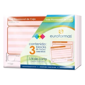 Block Vale Provisional De Caja 1/4 Euroformas 50 hojas (14.0x10.8 cm)