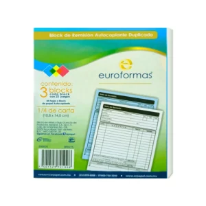 BLOCK EUROFORMAS REMISIÓN DUPLICADO 1/4 25 JGS 3 (10.8X14.0)