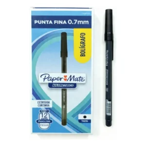 BOLÍGRAFO NEGRO PAPER MATE PUNTA FINA 0.7MM