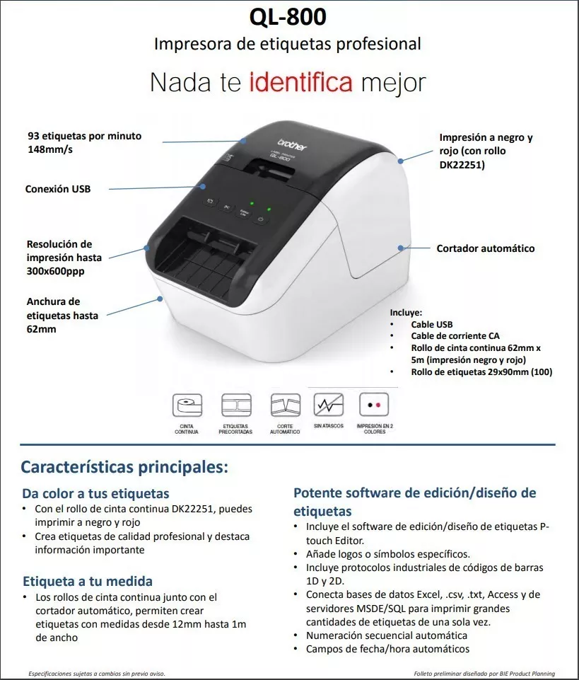 Impresora De Etiquetas Térmica Directa Brother Ql800 Usb - Image 4