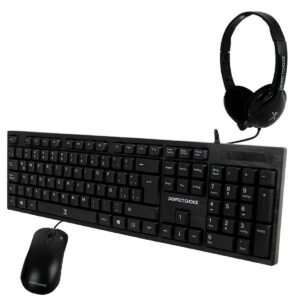 Kit Teclado+Mouse+Diadema para Oficina PERFECT CHOICE PC-201717, Negro, 1000 DPI