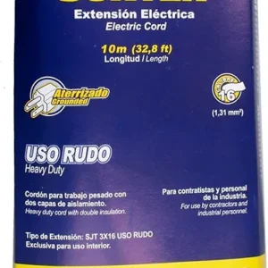 Surtek 136173 Extensión eléctrica uso rudo aterrizada color amarillo, 10 m