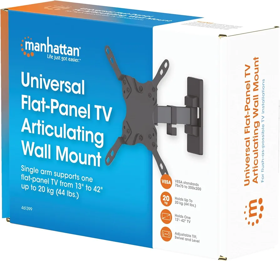 Manhattan AC-5834 Monitor, 20-Inch Screen, LCD, Pixels, 16: 9, 1 USB, 80 Hertz Soporte de pared para televisor.