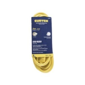 Extensión Eléctrica De Uso Rudo 2 Metros (127vca/ 10a Máximo) Clavija 2 Patas Con 3 Salidas Color Amarilla.