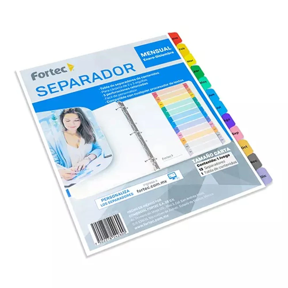 Separador con índice Fortec carta ceja de colores mensual Ene-Dic - Imagen 3
