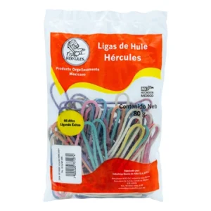 Ligas de hule natural Hércules #18 colores surtidos alta elasticidad