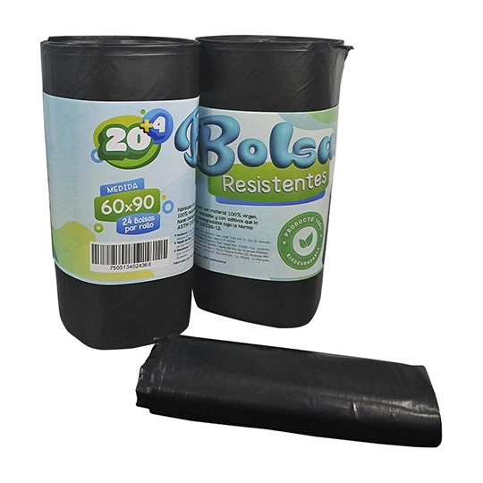 Rollo de bolsas resistentes negras 60x90 biodegradables - Imagen 2
