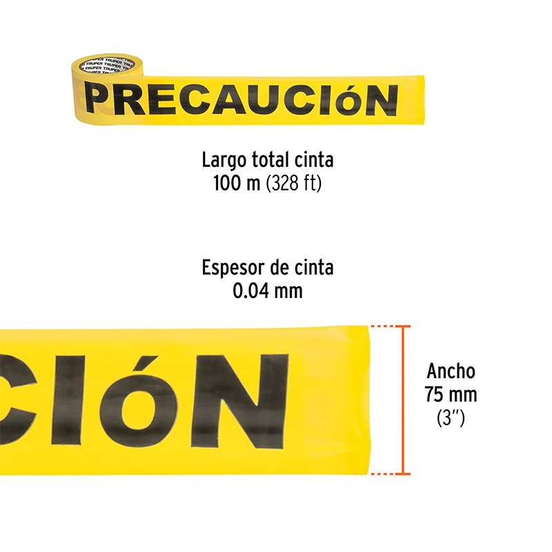 Cinta de advertencia truper 75mm x 100mm - Imagen 3