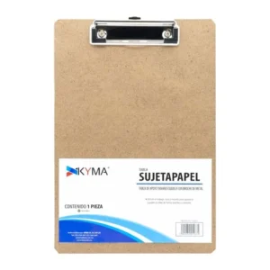 SUJETA PAPEL DE MADERA MARCA KIMA TAMAÑO OFICIO CON BROCHE DE METAL.